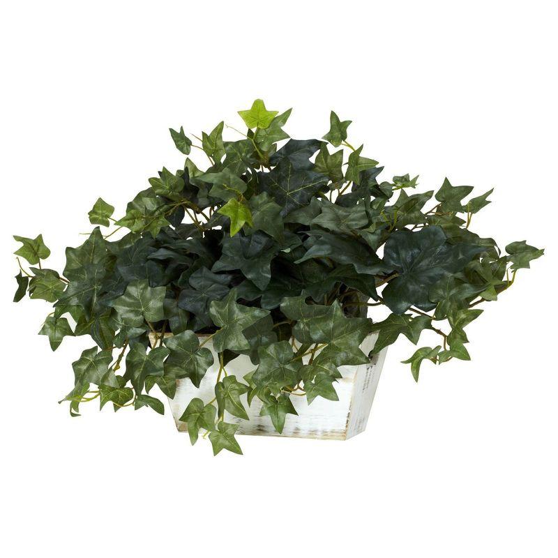 Classic Americana Silk Ivy in Whitewash Planter, 21" Tabletop Arrangement