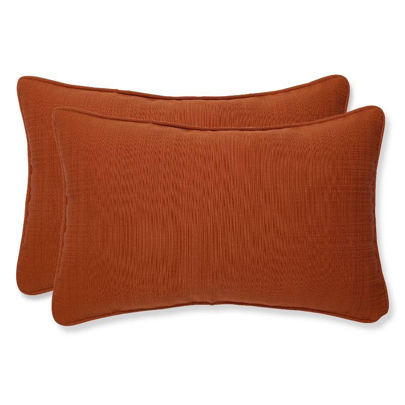 Cinnamon Brown 16.25" x 7.5" Rectangular Outdoor Throw Pillow Set