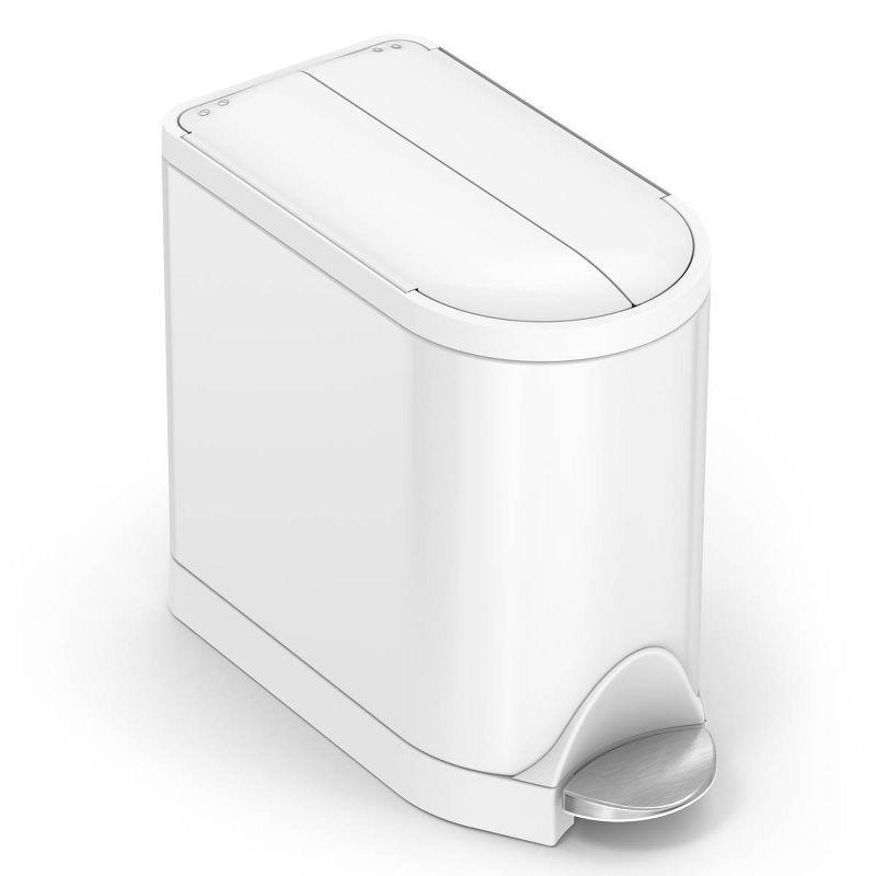 White 10L Butterfly Lid Stainless Steel Step Trash Can