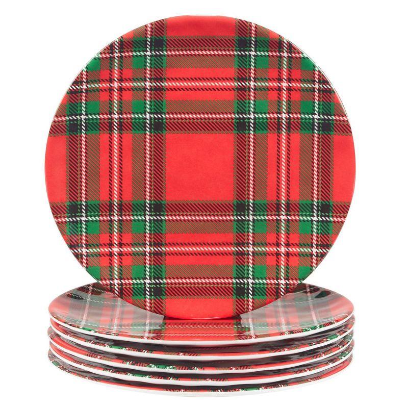 Christmas Plaid 12-Piece Melamine Dinnerware Set, Service for 4