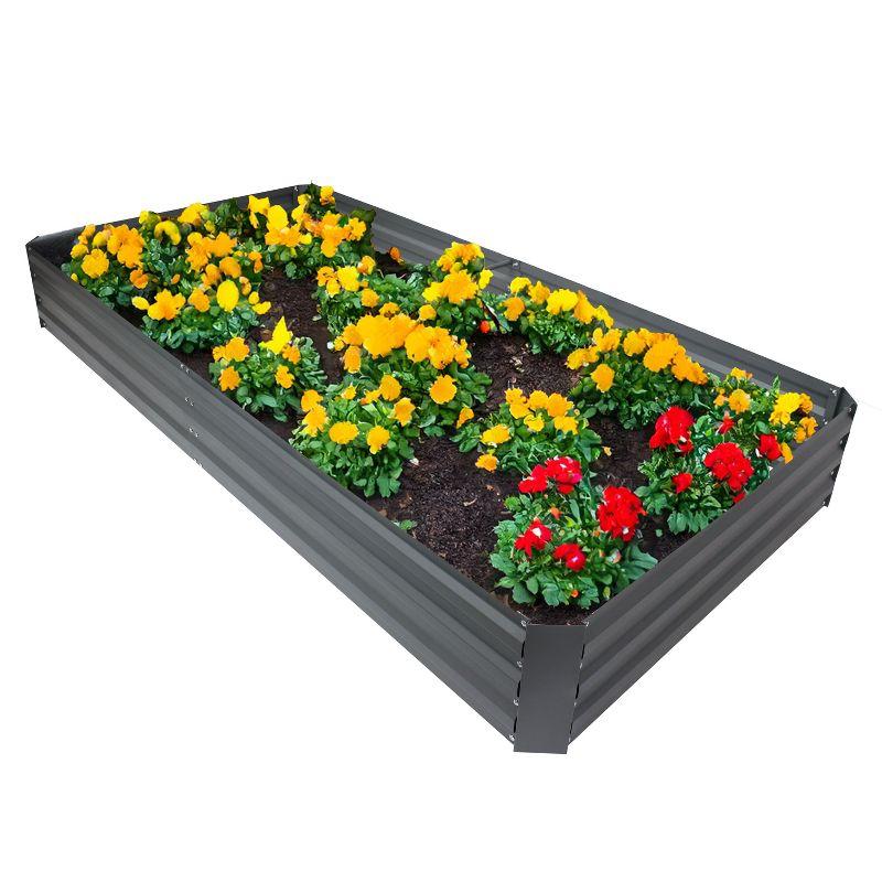 Sunnydaze Galvanized Steel Rectangle Raised Garden Bed - 4' x 8' - Gray