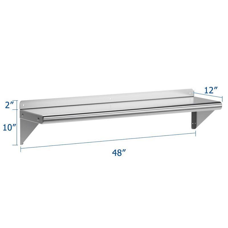 Whizmax Stainless Steel Shelf 12" x 72",260 lb [NSF Certified] Metal Wall Mount Shelf with Backplash for Restaurant, Laundry Room, Kitchen and Garage