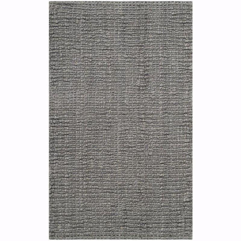 Handmade Light Gray Wool Rectangular Area Rug