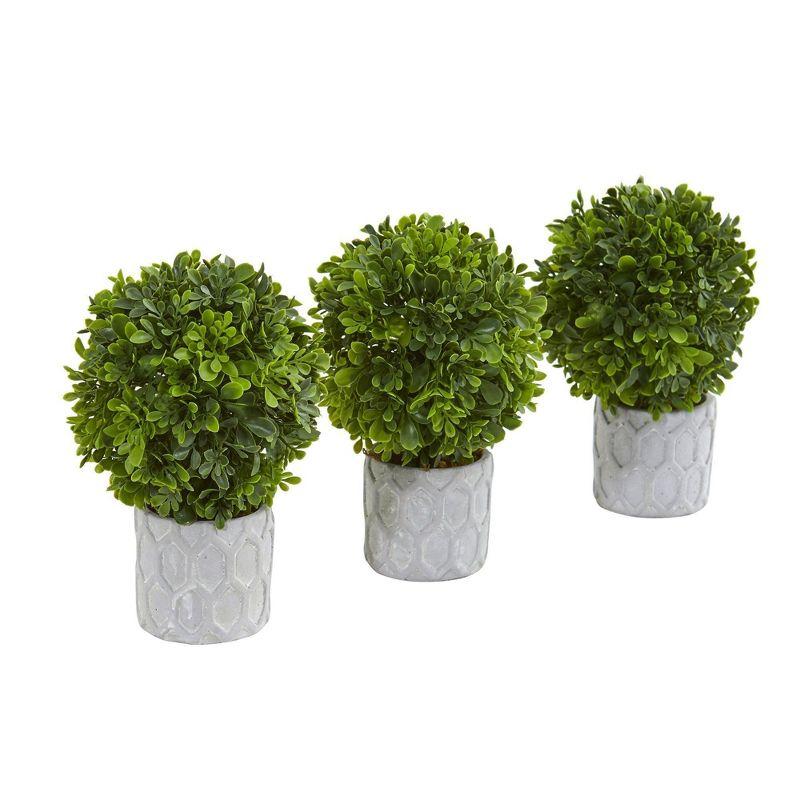 Primrue 9in. Boxwood Artificial Mini Topiary (Set of 3)