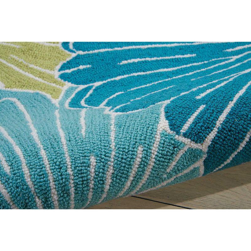 Seafoam Blossom 5' x 7' Hand-Hooked Synthetic Area Rug