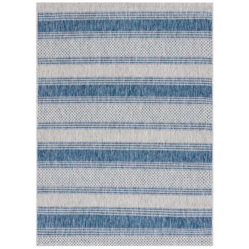 Multicolor Striped Synthetic 4' x 5'7" Indoor/Outdoor Rug