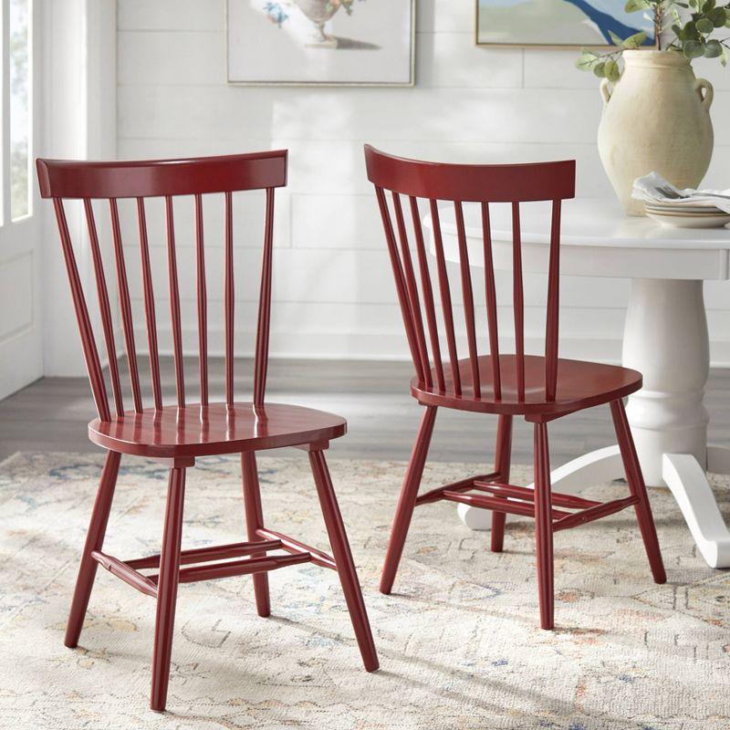 Buylateral Set of 2 Venice Farmhouse Solid Wood Spindle Dining Chairs Red: Solid Rubberwood, Unupholstered