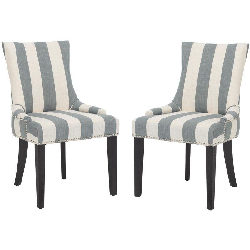 Lester 19" H Dining Chair With Nail Head Trim (Set of 2) - MCR4709 - Grey/White - Safavieh Couture