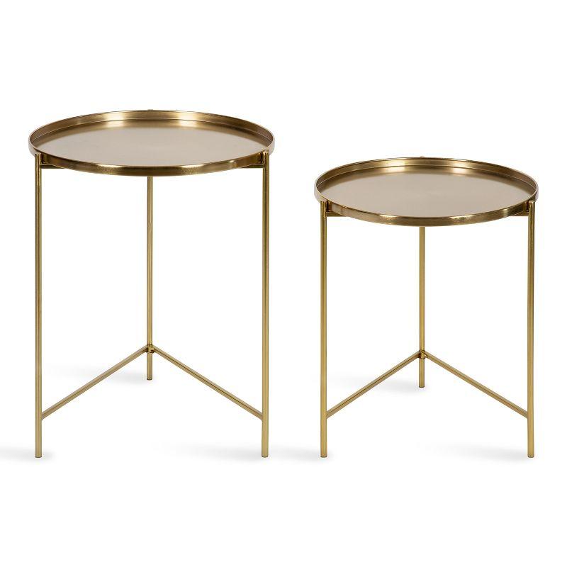 Kate and Laurel Ulani Round Metal Nesting Table, 2 Piece, Gold