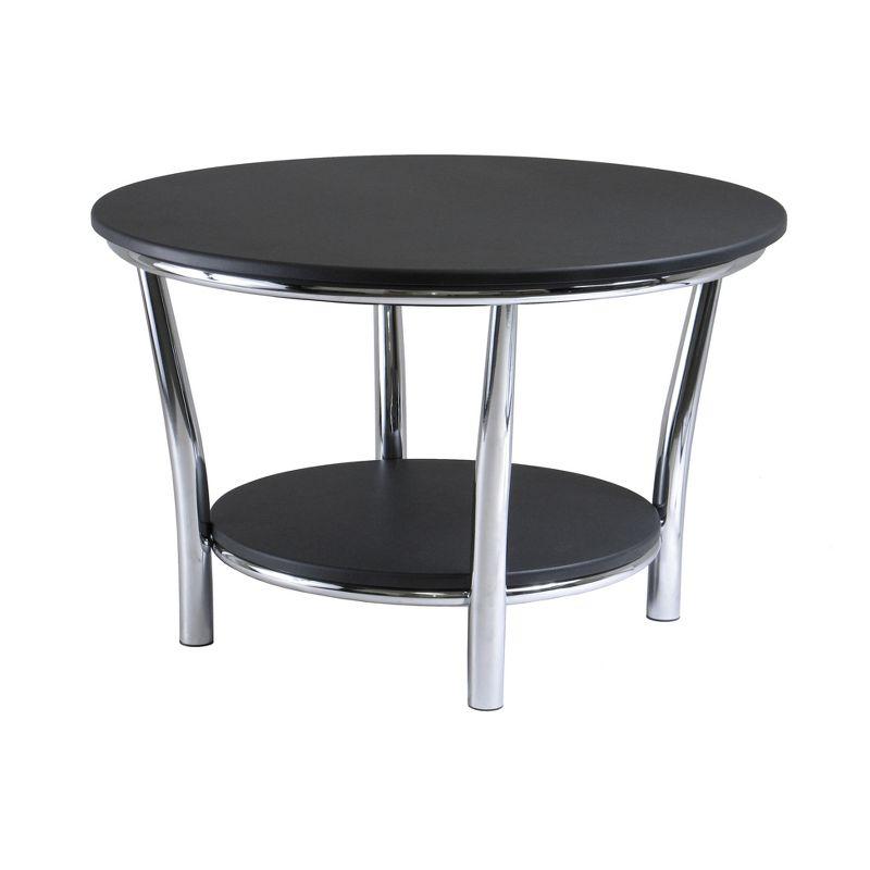 Contemporary Maya 29'' Black Round Coffee Table with Metal Legs