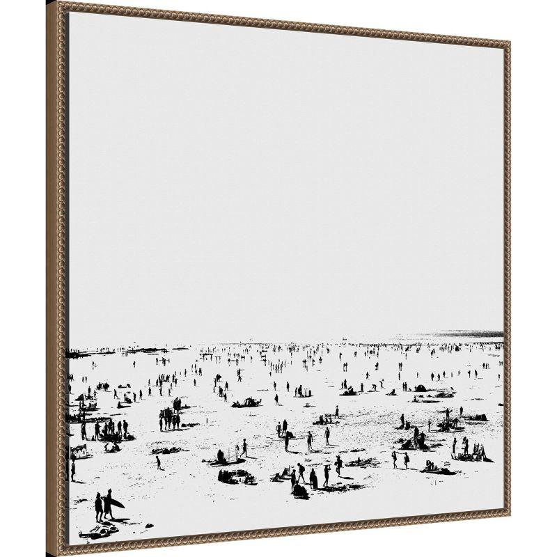 Amanti Art 30"x30" Beach BnW II by Dan Hobday Framed Canvas Wall Art Print: Serene Seascape, Bronze Frame