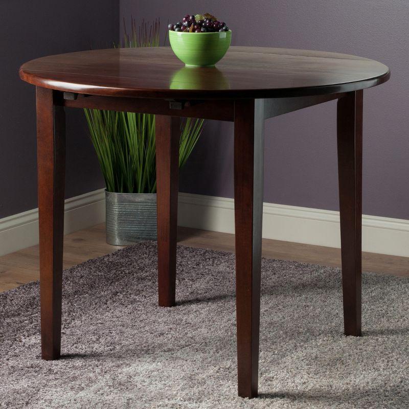 Winsome 36" Clayton Round Drop Leaf Dining Table Walnut: Hardwood Frame, Seats 4, Modern Style