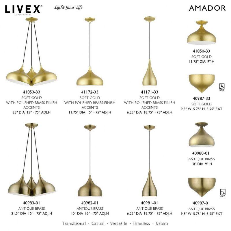 Livex Lighting Amador 1 - Light Semi-Flush Mount in  Antique Brass