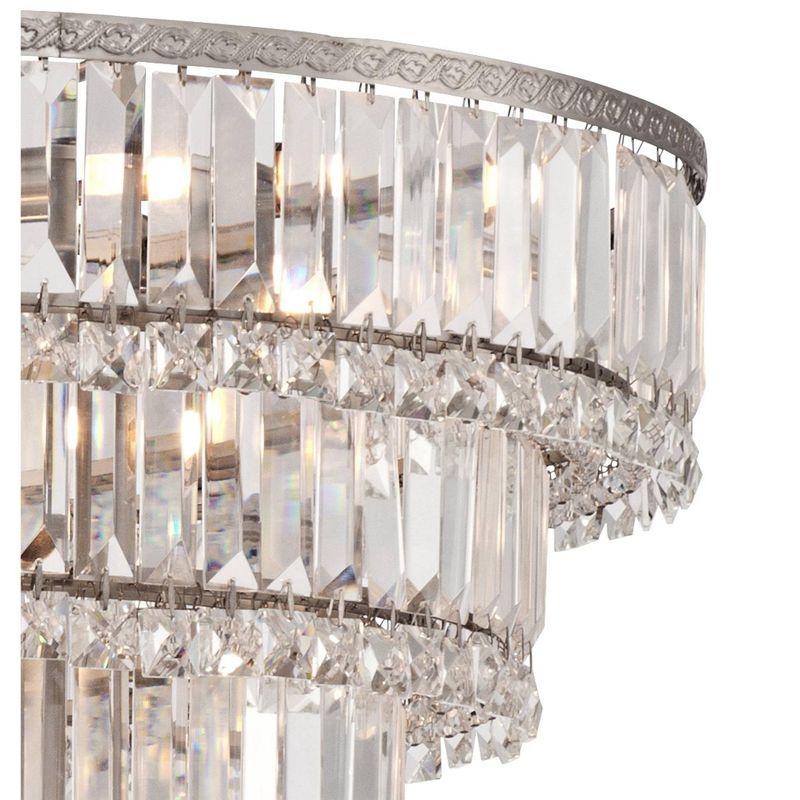 Vienna Full Spectrum Magnificence Satin Nickel Chandelier 24 1/2" Wide Modern Faceted Crystal Glass 15-Light LED Fixture for Dining Room House Kitchen