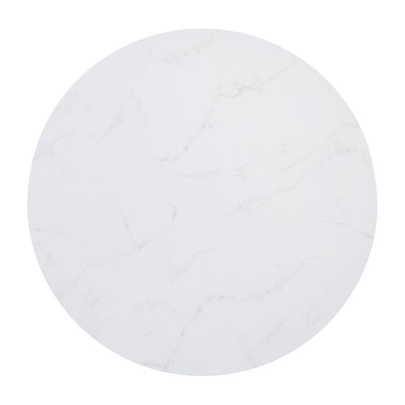 Marble Elegance 35.5" White and Matte Black Round Coffee Table