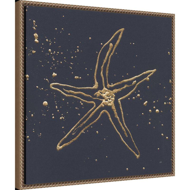 22"x22" Gold Starfish II by Chris Paschke Framed Canvas Wall Art Print Bronze - Amanti Art: Modern Nautical Lithograph, Polystyrene Frame