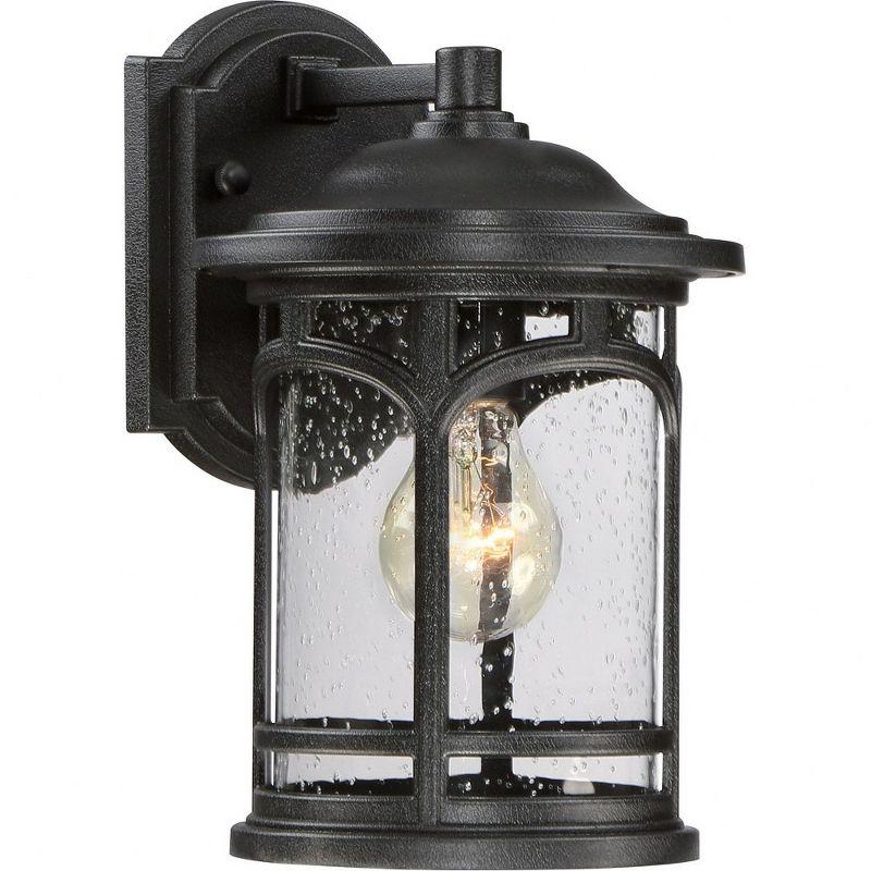 Mystic Black and Bronze Outdoor Wall Lantern with Seedy Glass