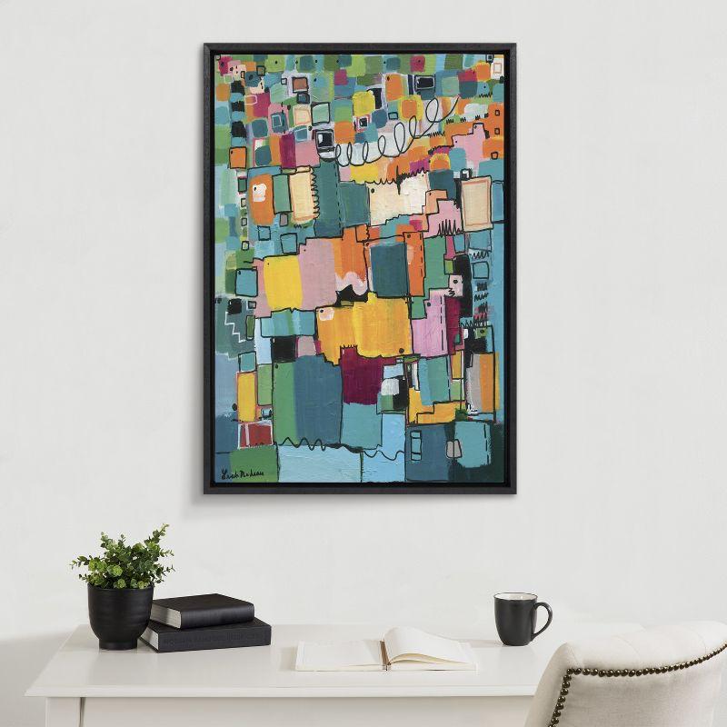 Kate and Laurel Sylvie Afternoon Delight Framed Canvas by Leah Nadeau, 23x33, Black
