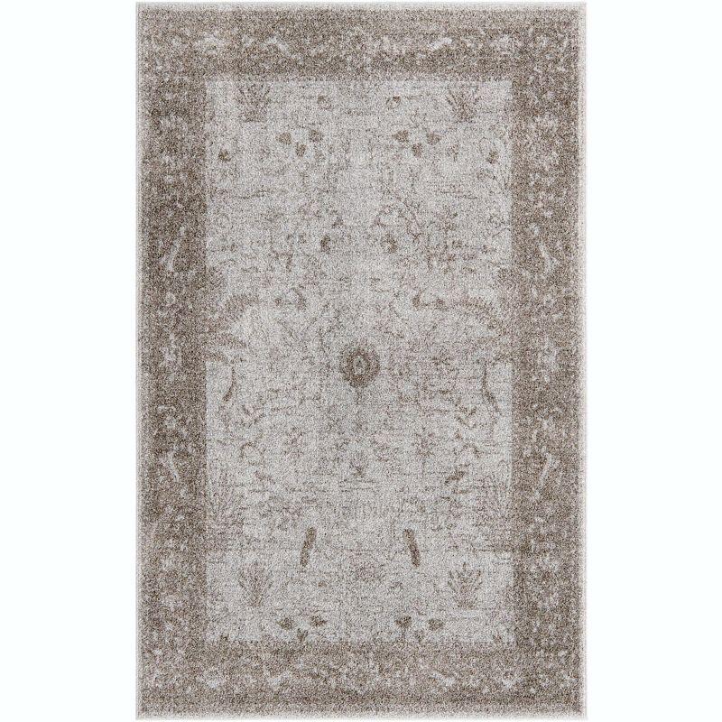 Unique Loom 5' 3 x 8' 0 Light Gray La Jolla Floral Area Rug