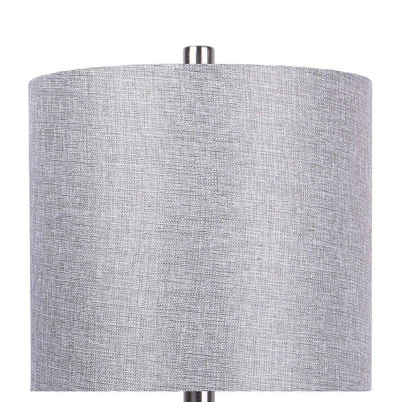 LumiSource Gemma 23" Metal Table Lamps: Brushed Nickel, Gray Linen Drum Shade, UL Listed, Set of 2