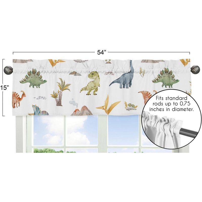 Sweet Jojo Designs Window Valance Treatment 54in. Watercolor Dinosaur Dino Multicolor