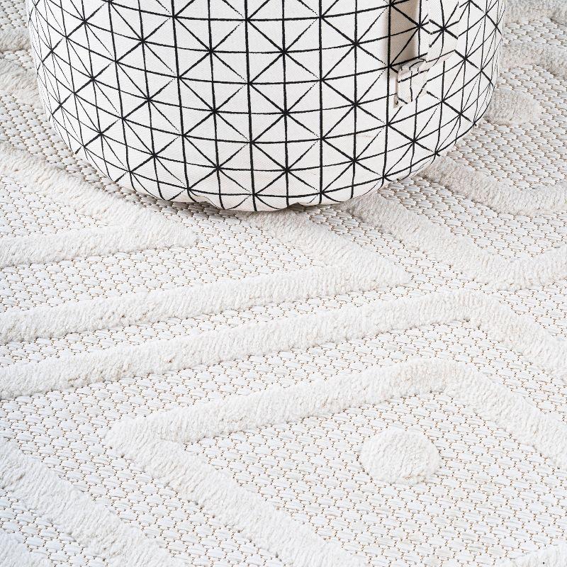 5' x 5' Balansat Moroccan Diamond Indoor/Outdoor Area Rug, Ivory - JONATHAN Y