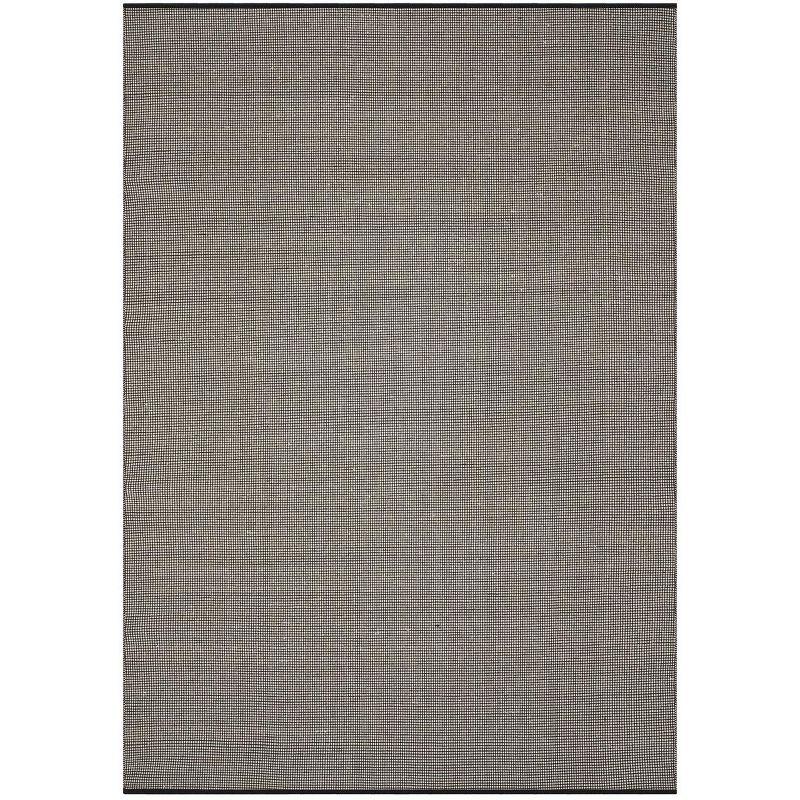 Ivory & Black Hand-Woven Cotton and Wool Area Rug - 5' x 8'