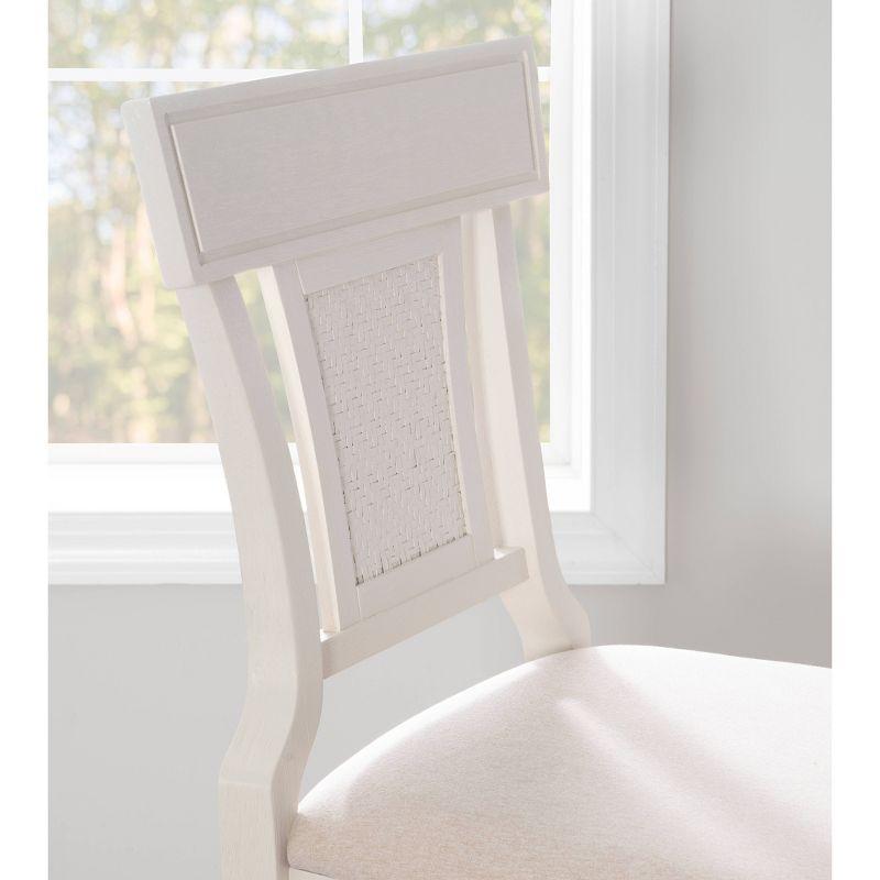 Rylan Handwoven Back Barstool White - Linon: Upholstered, Rubberwood Legs, Mid-Century Modern, Fixed Height