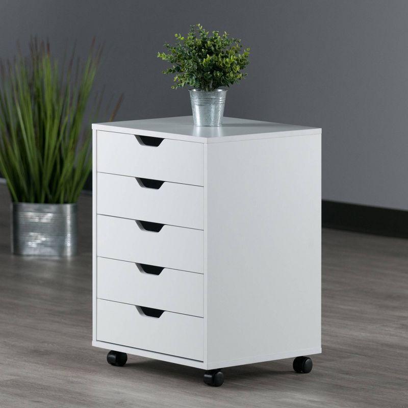 Halifax 5 Drawer Cabinet with Casters White - Winsome: Office Furniture Storage, Printer Stand