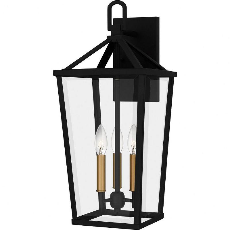 Matte Black and Gold 3-Light Outdoor Wall Sconce