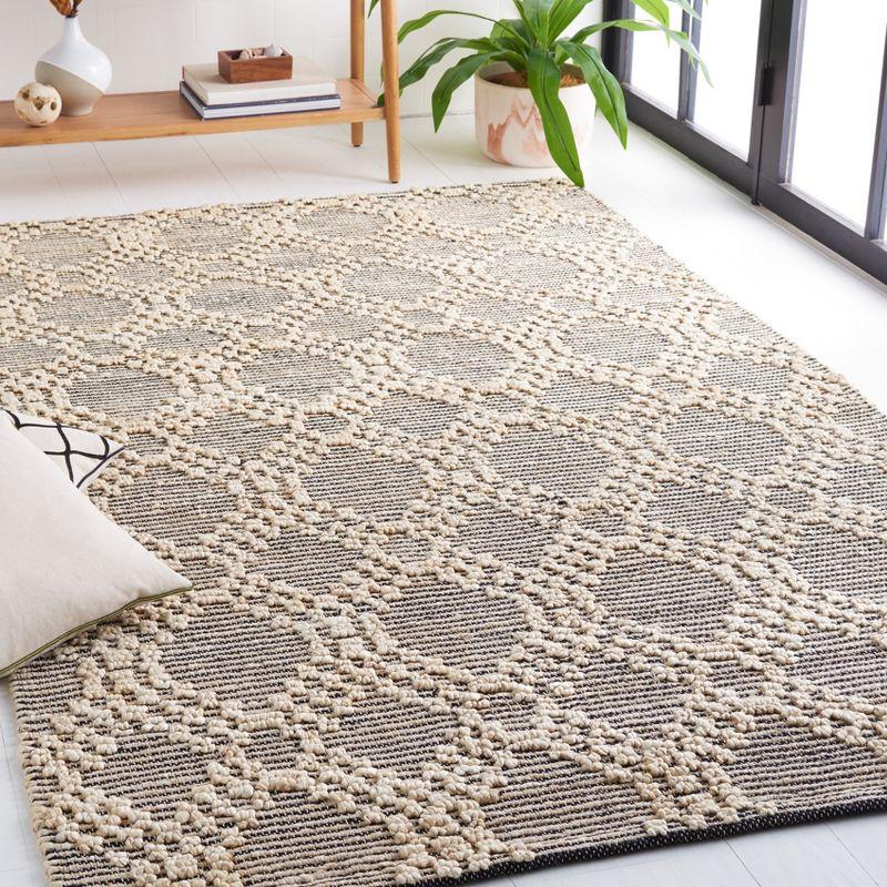 Black and Beige Flat Woven Cotton Area Rug 6' x 9'