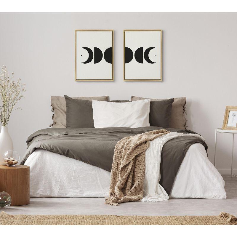 Kate and Laurel Sylvie Modern Geometric Moon Phases Framed Canvas Set by The Creative Bunch Studio