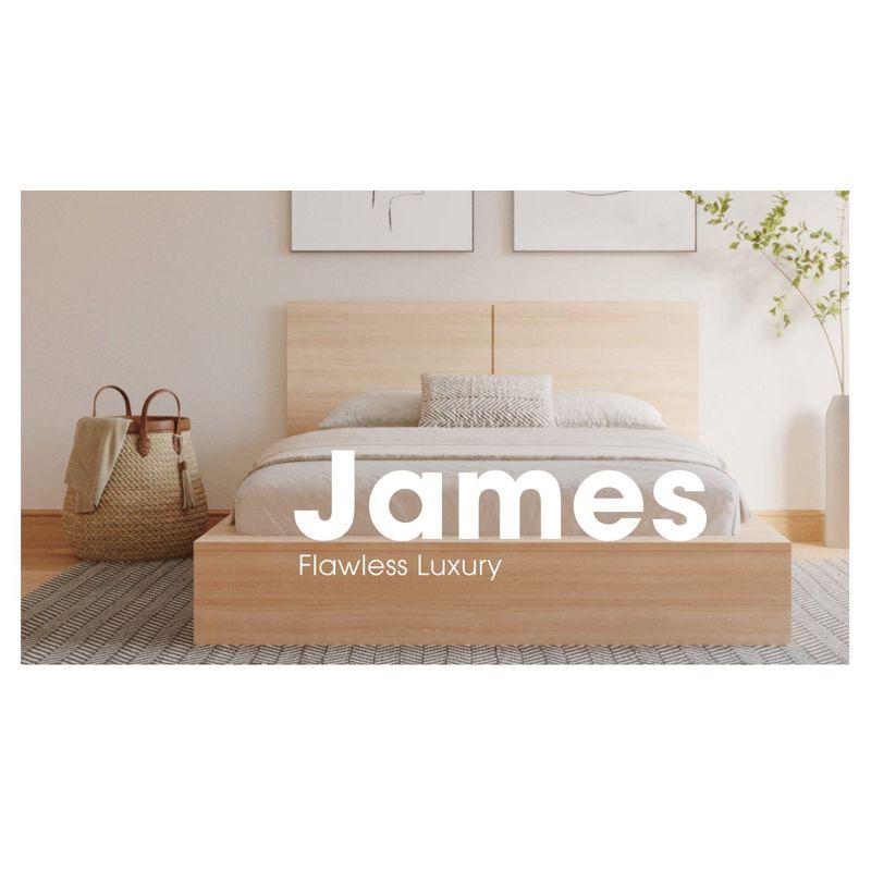 Nexera Full James Platform Bed Brown Oak: Modern Unupholstered Particle Board Frame, No Box Spring Needed