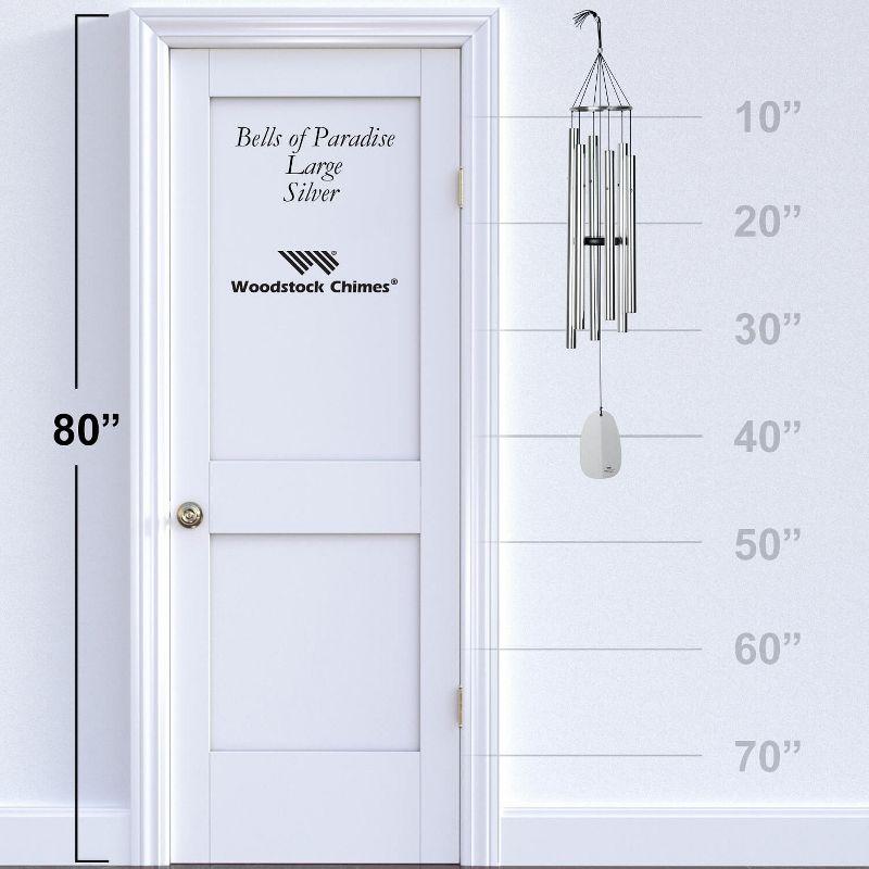 Woodstock Windchimes Bells of Paradise Silver 44", Wind Chimes For Outside, Wind Chimes For Garden, Patio, and Outdoor Decor, 44"L