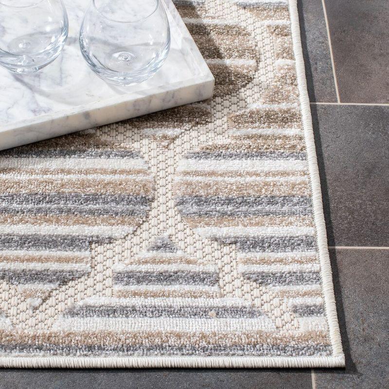 Cabana Geometric Grey/Ivory Square Easy-Care Area Rug