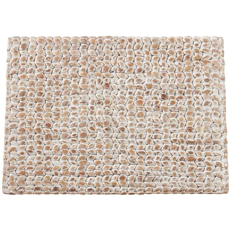 Beige Woven Water Hyacinth Rectangular Placemats, Set of 4