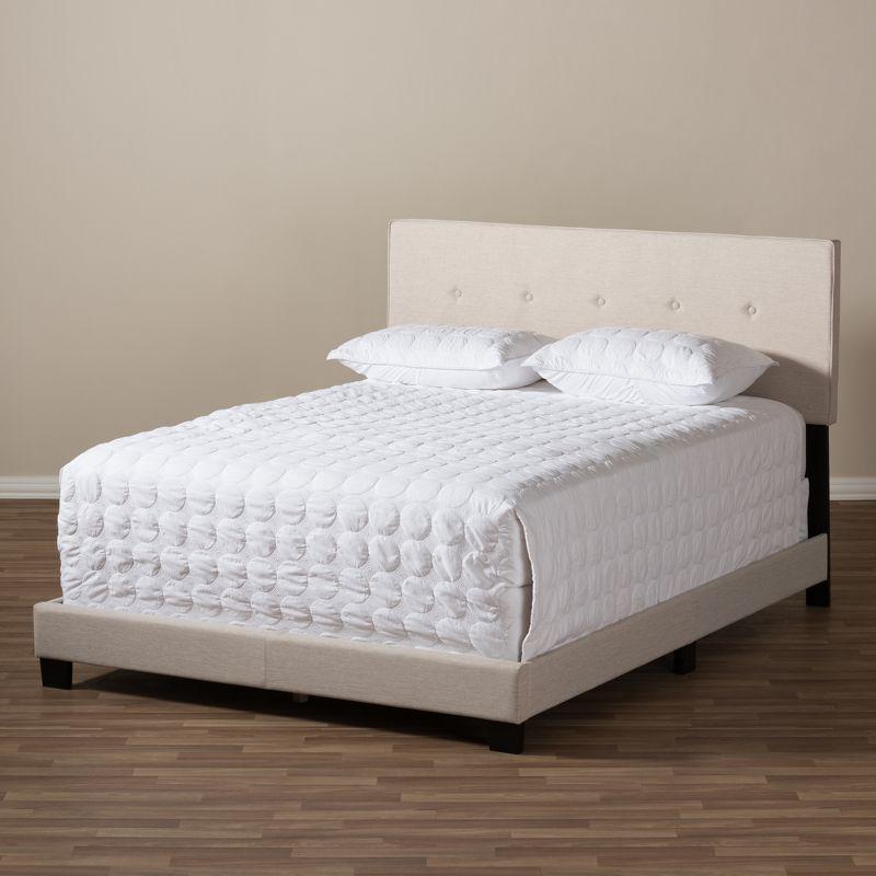 Full Hampton Modern and Contemporary Fabric Upholstered Bed Light Beige - Baxton Studio: Polyester, Rubberwood Frame, MDF