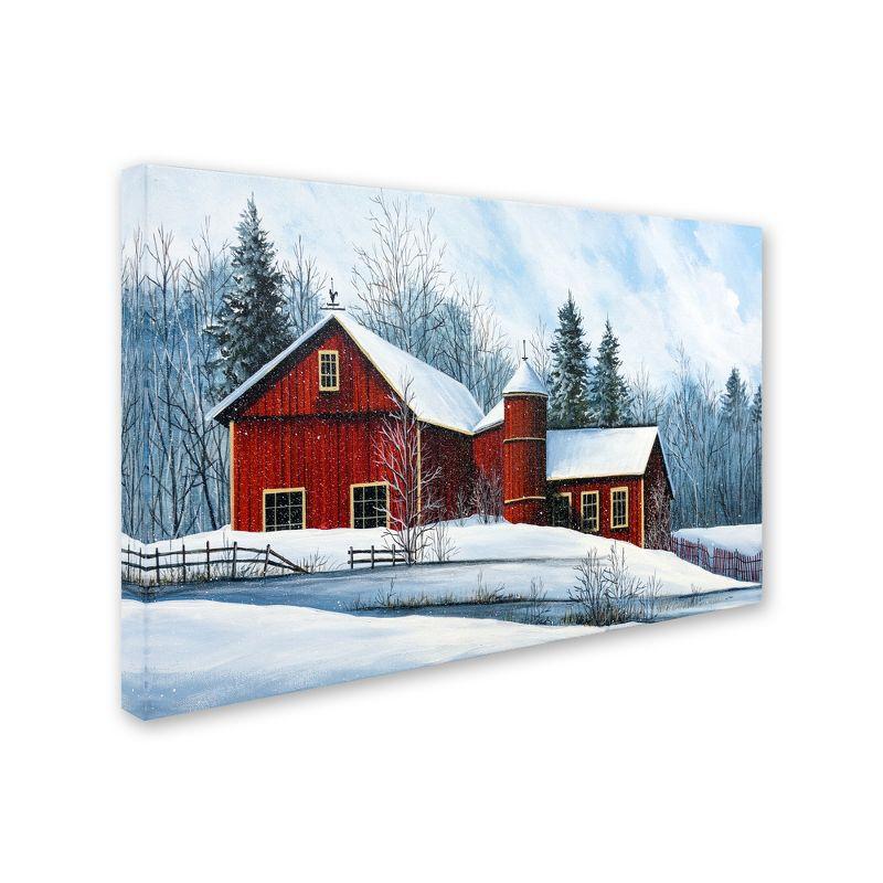 Debbi Wetzel Red Barn Winter Landscape Canvas Art