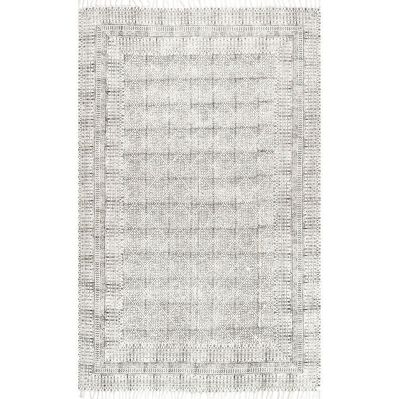 Handmade Moroccan Trellis Ivory Wool 5' x 8' Area Rug