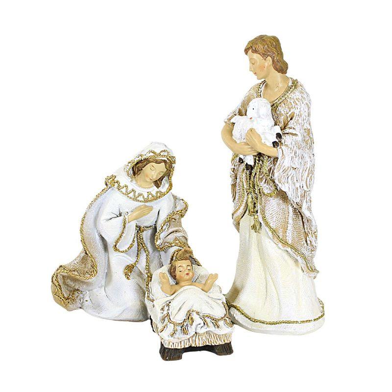 Roman 8.0 Inch Nativity Woven Gold Trim Fabric Look Nativity Scene Figurine Sets