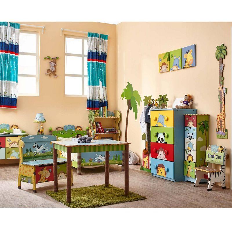 Sunny Safari Jungle Themed Kids Wooden Bookshelf with Drawer