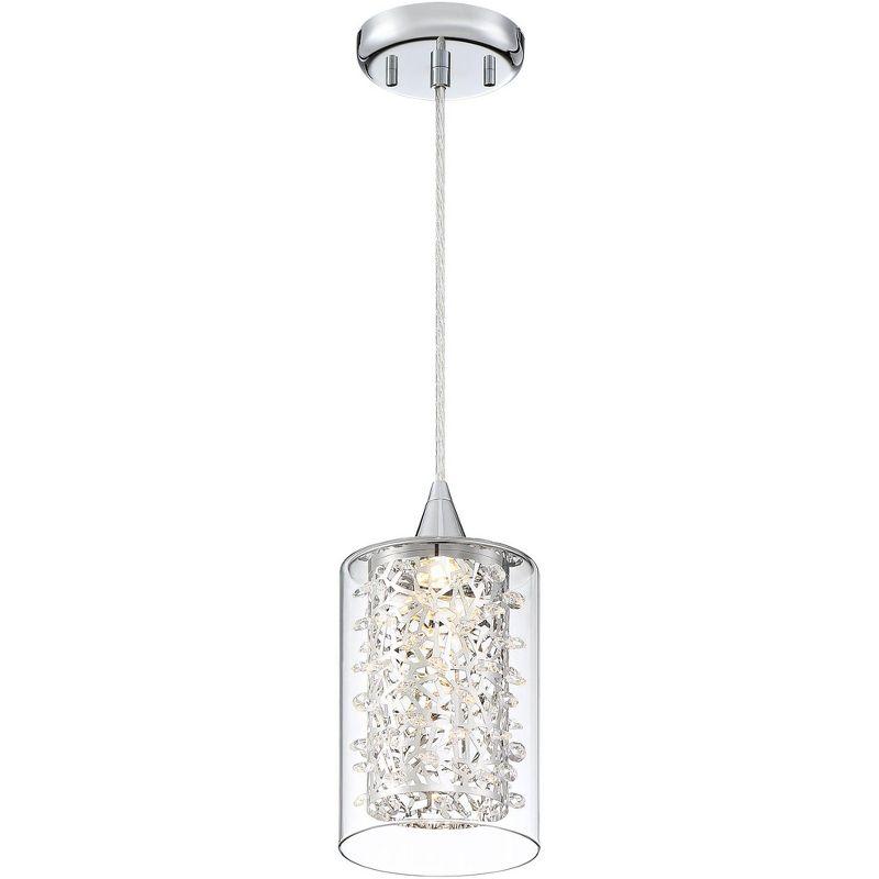 Possini Euro Design Enya Chrome Mini Pendant 5 1/2" Wide Modern Dimmable LED Crystal Clear Glass for Dining Room House Foyer Kitchen Island Entryway