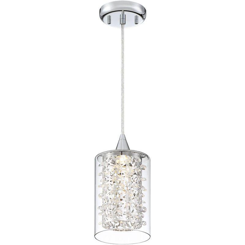 Possini Euro Design Enya Chrome Mini Pendant 5 1/2" Wide Modern Dimmable LED Crystal Clear Glass for Dining Room House Foyer Kitchen Island Entryway