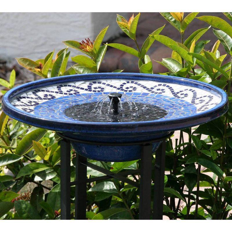 Smart Solar 28.75" Ravenna IntelliSOLAR Ceramic Bird Bath With Remote Blue