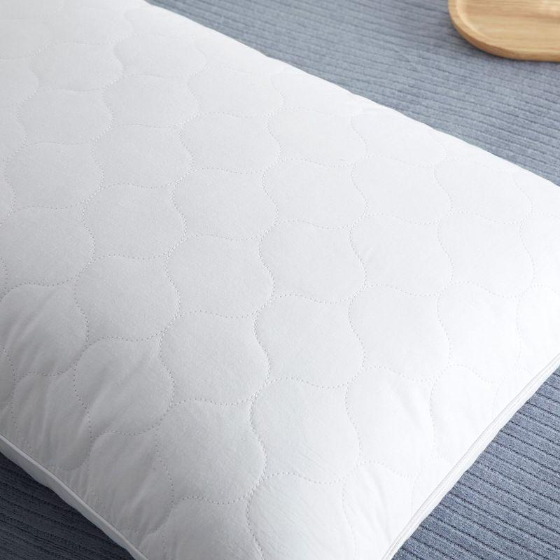 Peace Nest Goose Feather Down Pillow White Quilted Cotton Cover Set of 2, WaterDrop, Standard/Queen