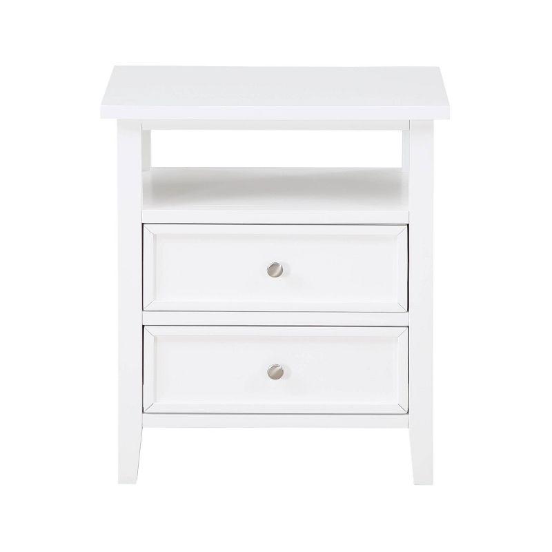 Comfort Pointe Walker Nightstand White: Poplar Wood, Nickel Knobs, Metal Ball Bearing Glides