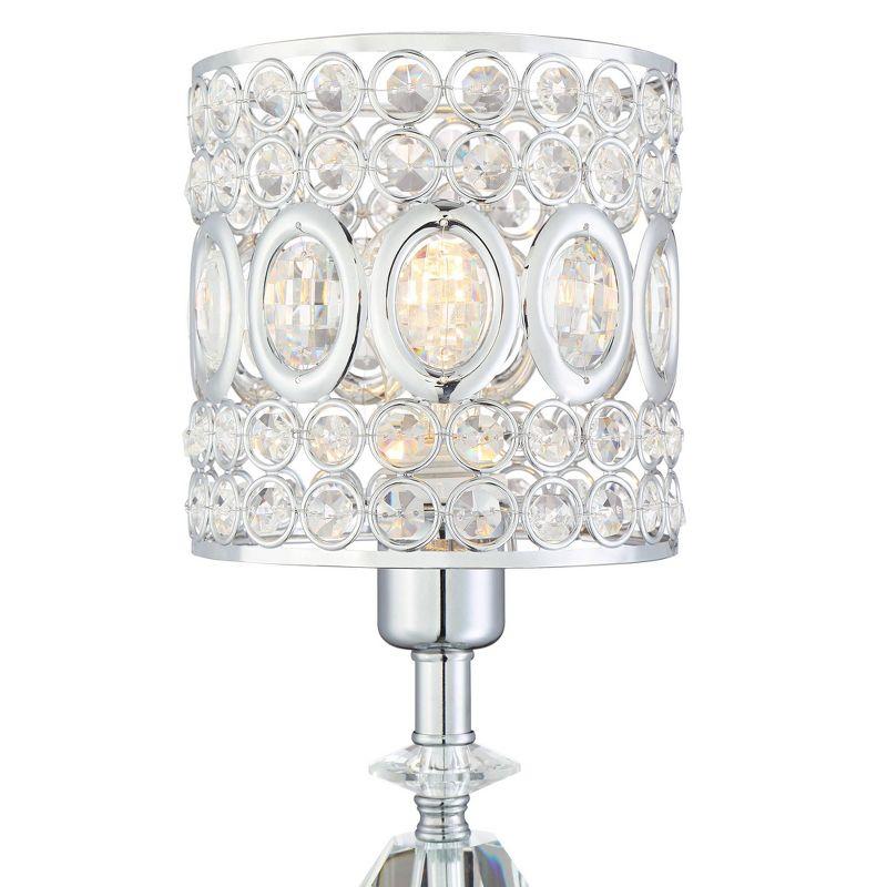 Vienna Full Spectrum Tori Modern Accent Table Lamp 17" High Chrome Silver Clear Crystal Drum Shade for Bedroom Bedside Nightstand Office  Family Room