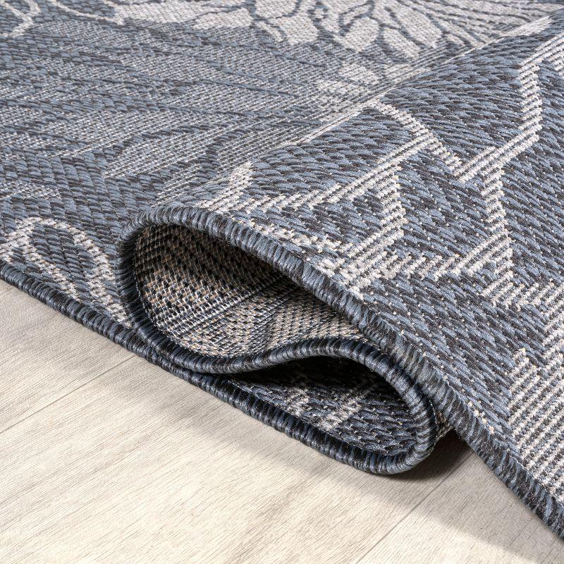 5' x 8' Bahamas Modern All-Over Floral Indoor/Outdoor Area Rug, Navy/Gray - JONATHAN Y