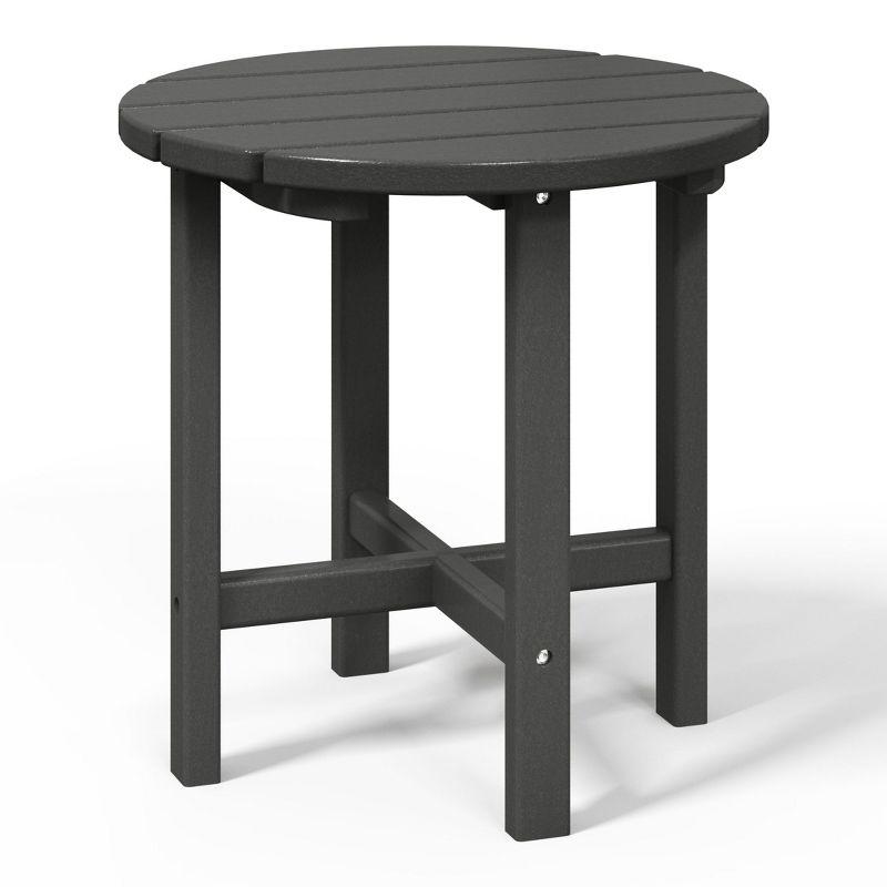 WestinTrends All-Weather Outdoor Patio Round Poly Adirondack Side Table, Gray