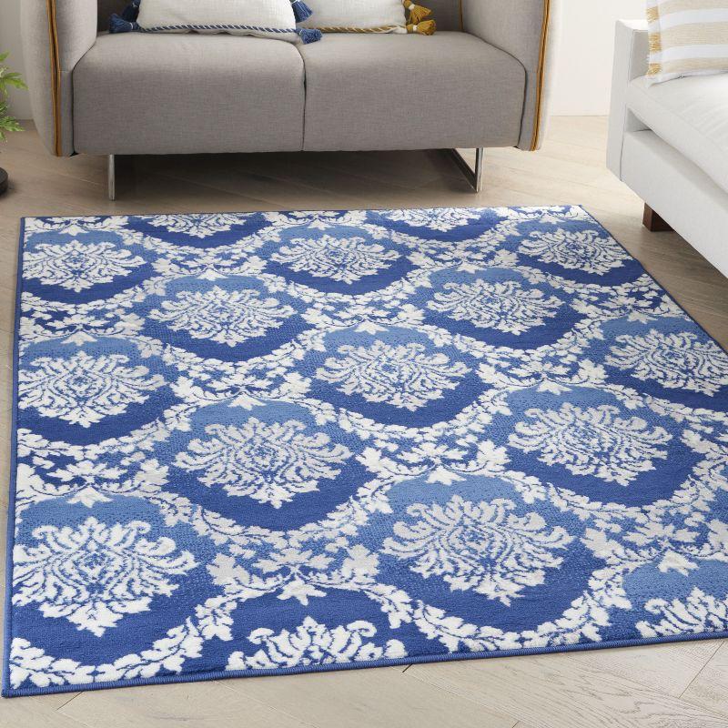 Blue Geometric 6' x 9' Stain-Resistant Synthetic Rug